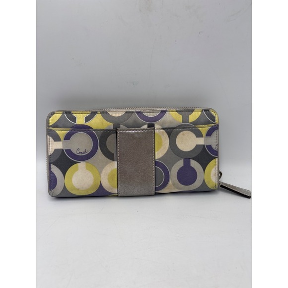 Coach Multicolor Zip-Around Logo Credit Card Women's Wallet - Picture 2 of 7